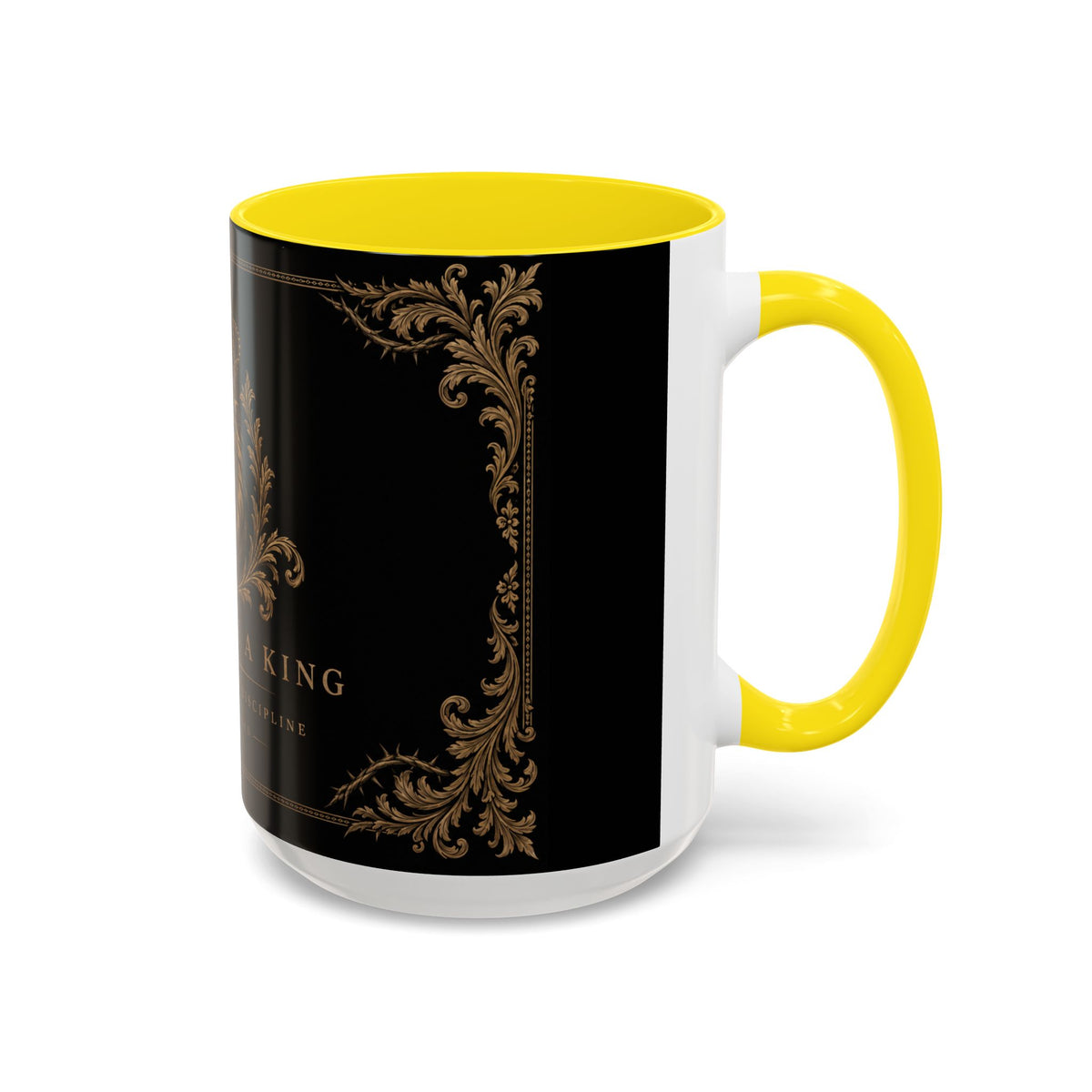 Train Like a King Coffee Mug — Lion Crown Motivational Black Tea Mug (11/15oz)
