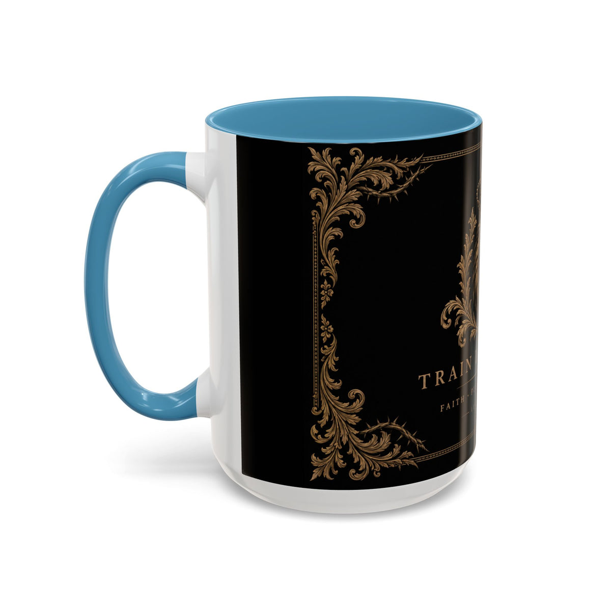 Train Like a King Coffee Mug — Lion Crown Motivational Black Tea Mug (11/15oz)