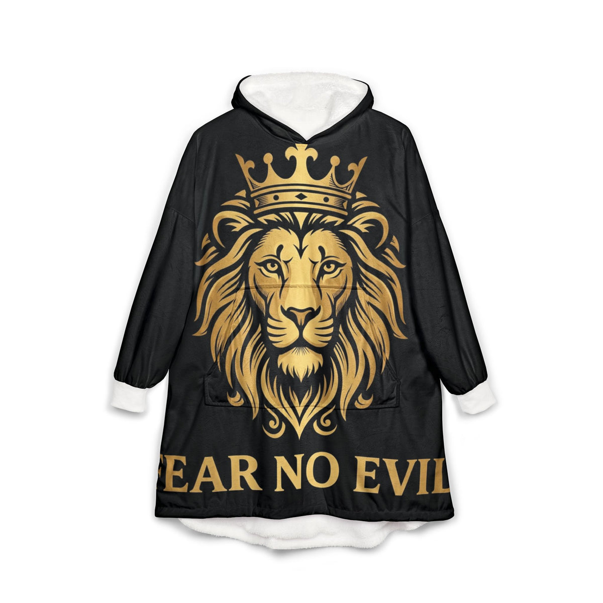 Hooded Blanket — Golden Crown Lion "Fear No Evil" Cozy Throw