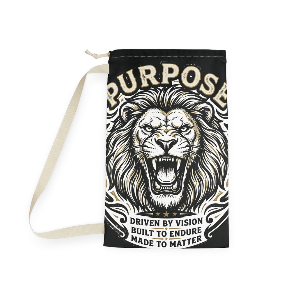 Purpose Lion Laundry Bag — Motivational Drawstring Clothes Bag