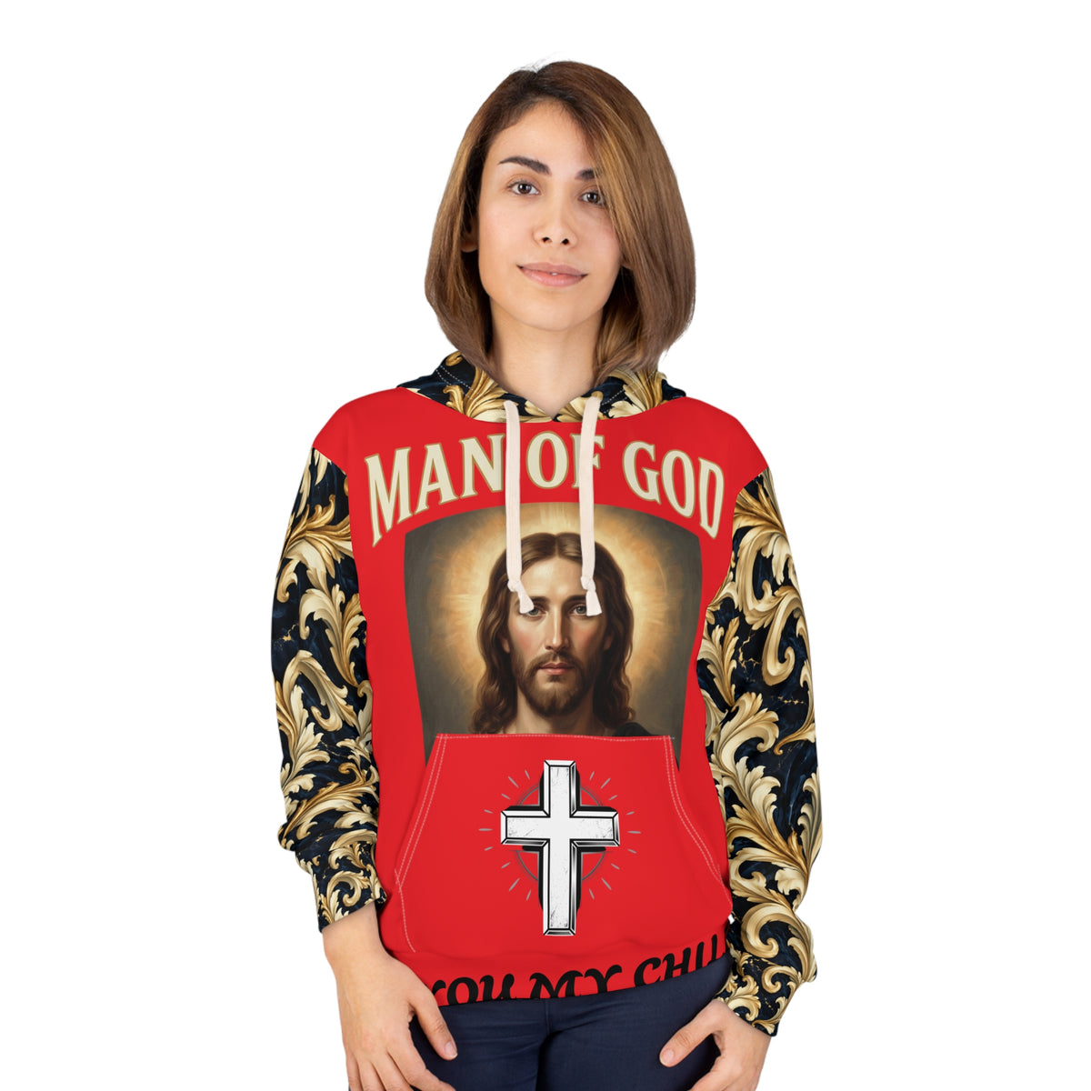 Man of God Hoodie — Faith-Based Jesus Portrait Pullover