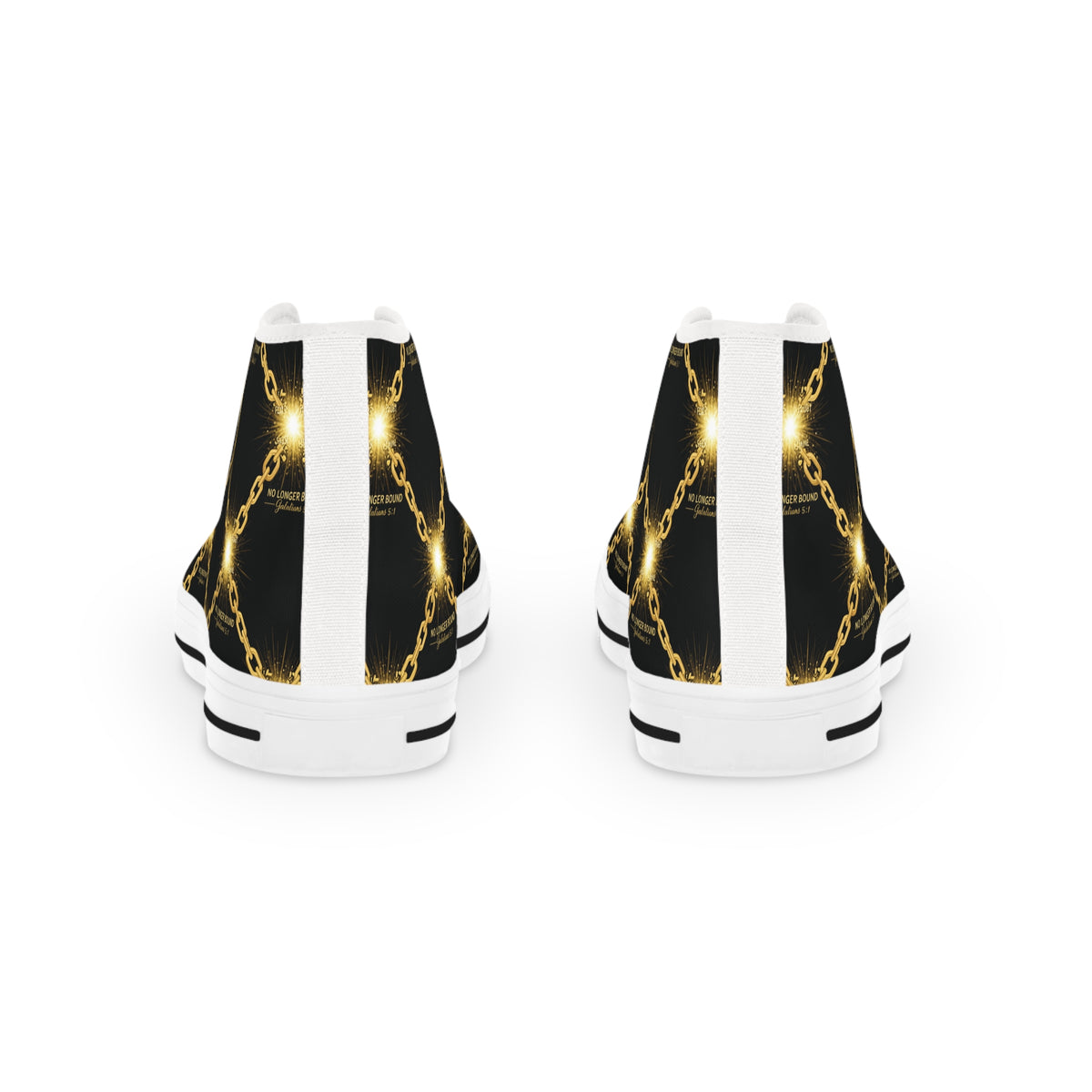 Gold Chain Pattern High Top Sneakers — Men's Black & Metallic Streetwear