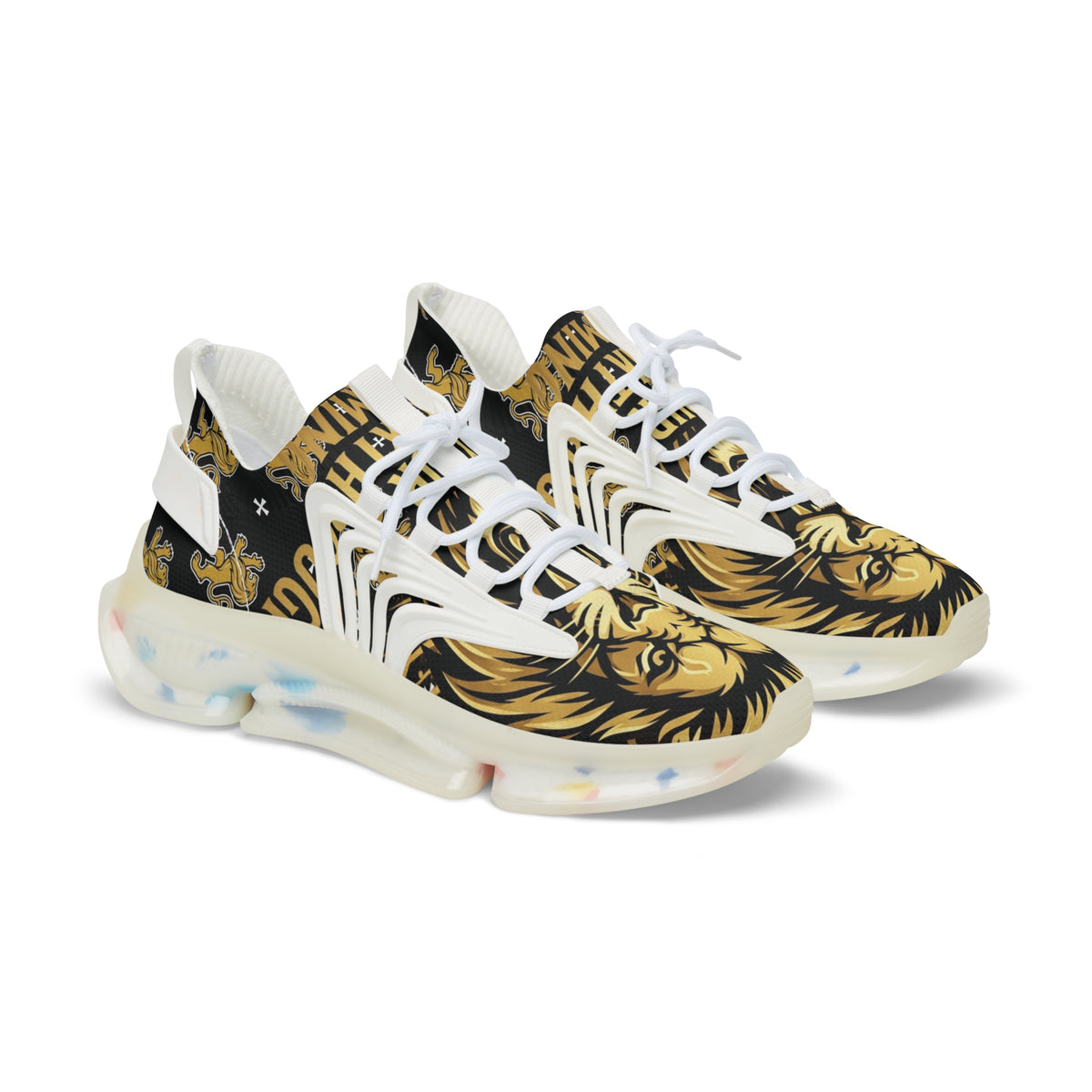 Lion Graphic Mesh Sneakers — Men's Bold Athletic Shoes