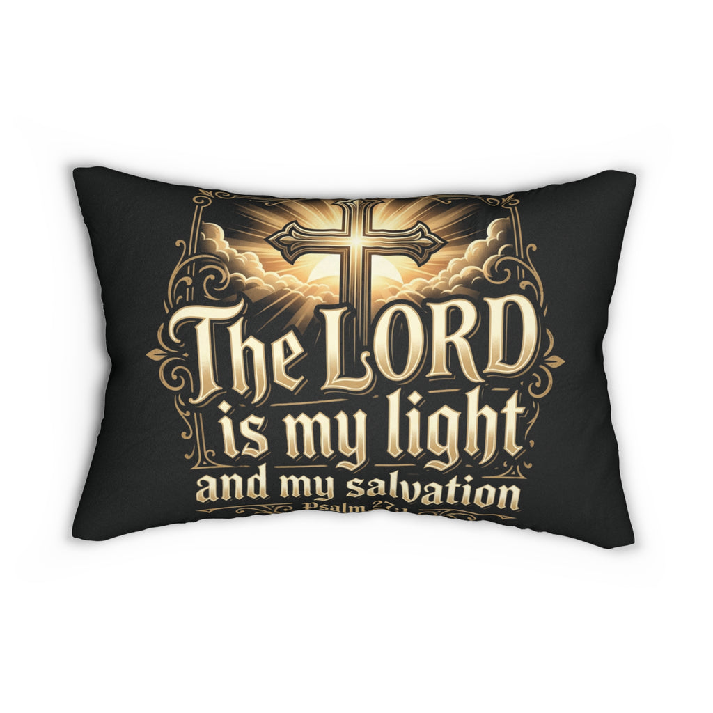 Christian Lumbar Pillow – "The Lord is My Light and My Salvation" Decorative Accent