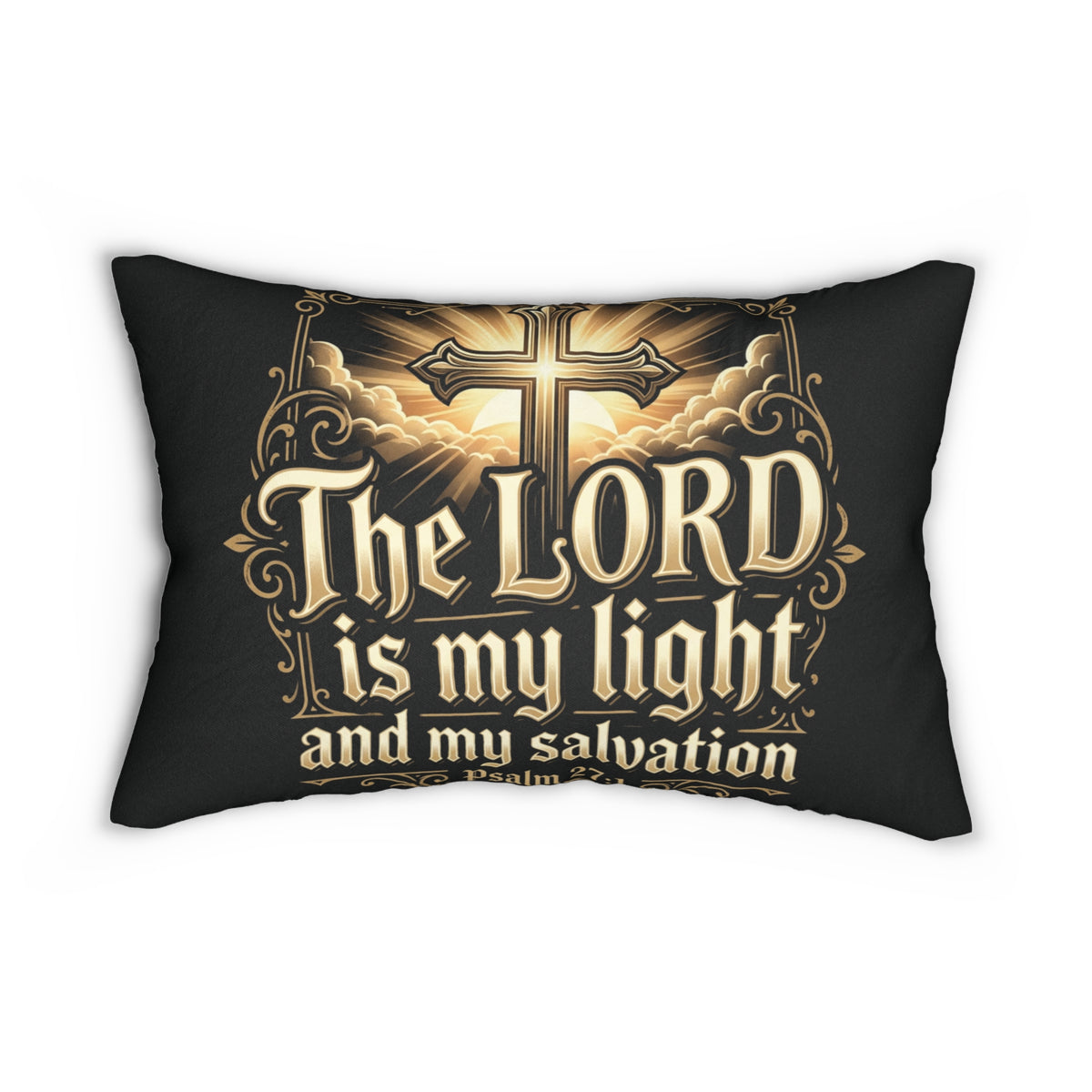Christian Lumbar Pillow – "The Lord is My Light and My Salvation" Decorative Accent