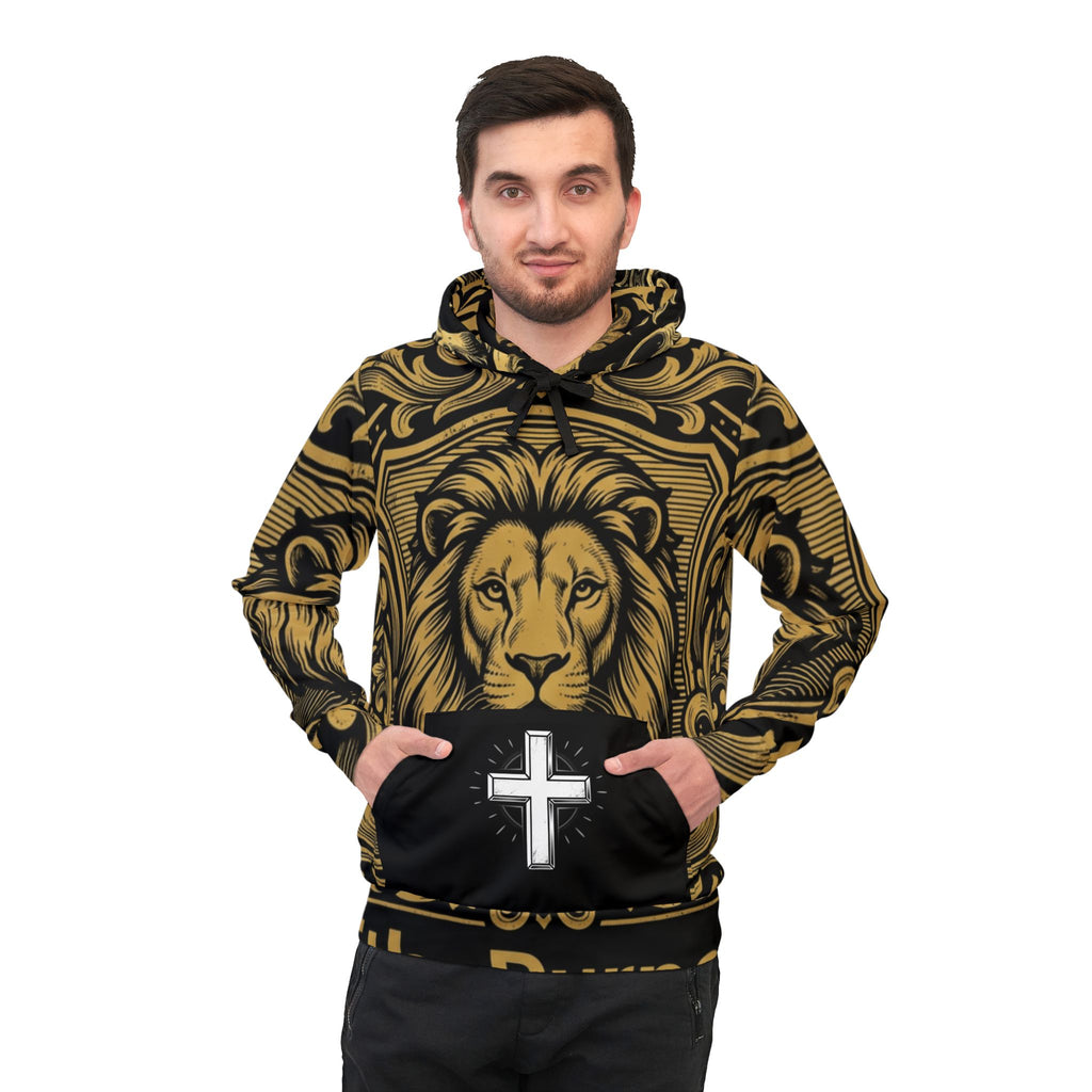 Lion Crest Hoodie — Faith. Purpose. Discipline. Athletic Hooded Sweatshirt