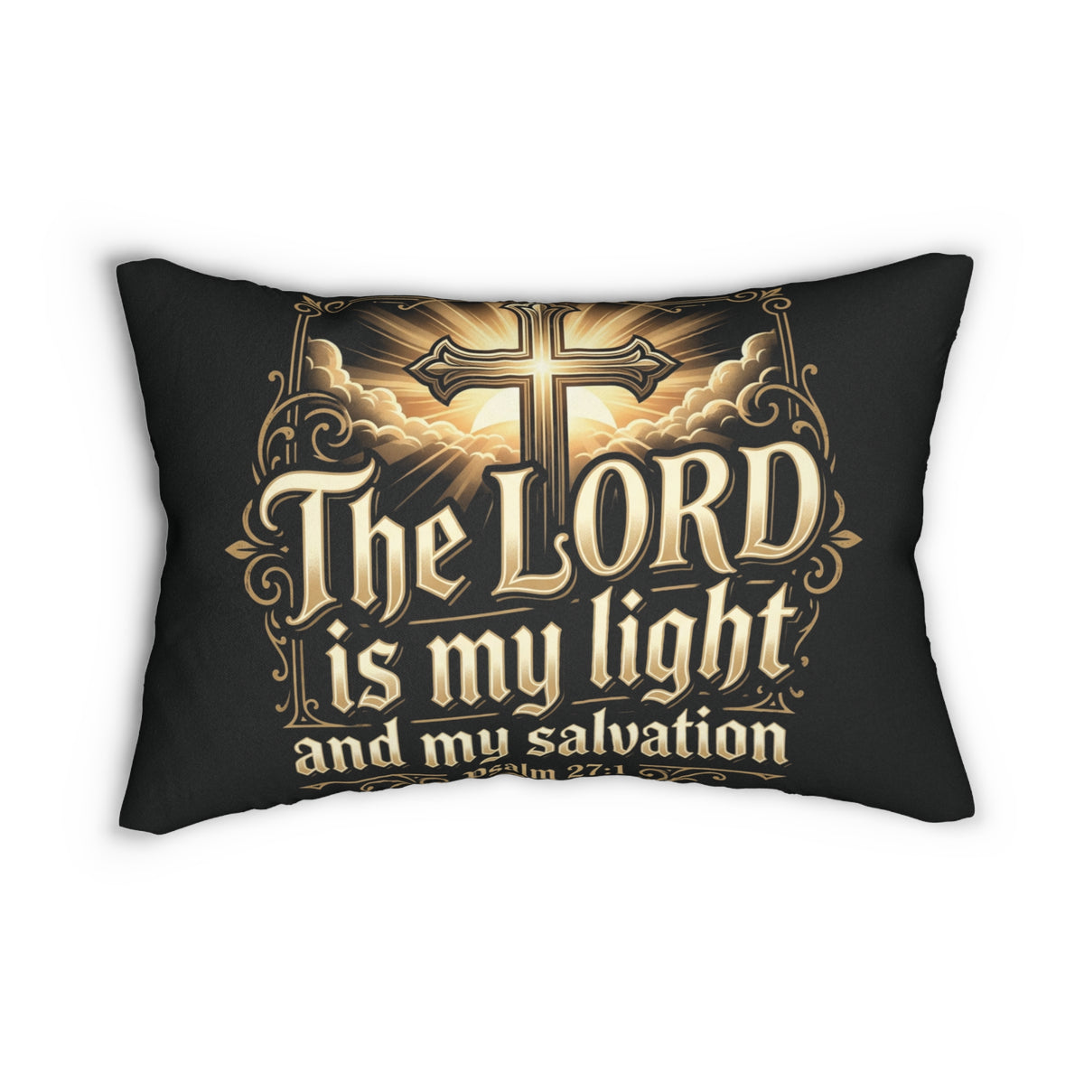Christian Lumbar Pillow – "The Lord is My Light and My Salvation" Decorative Accent