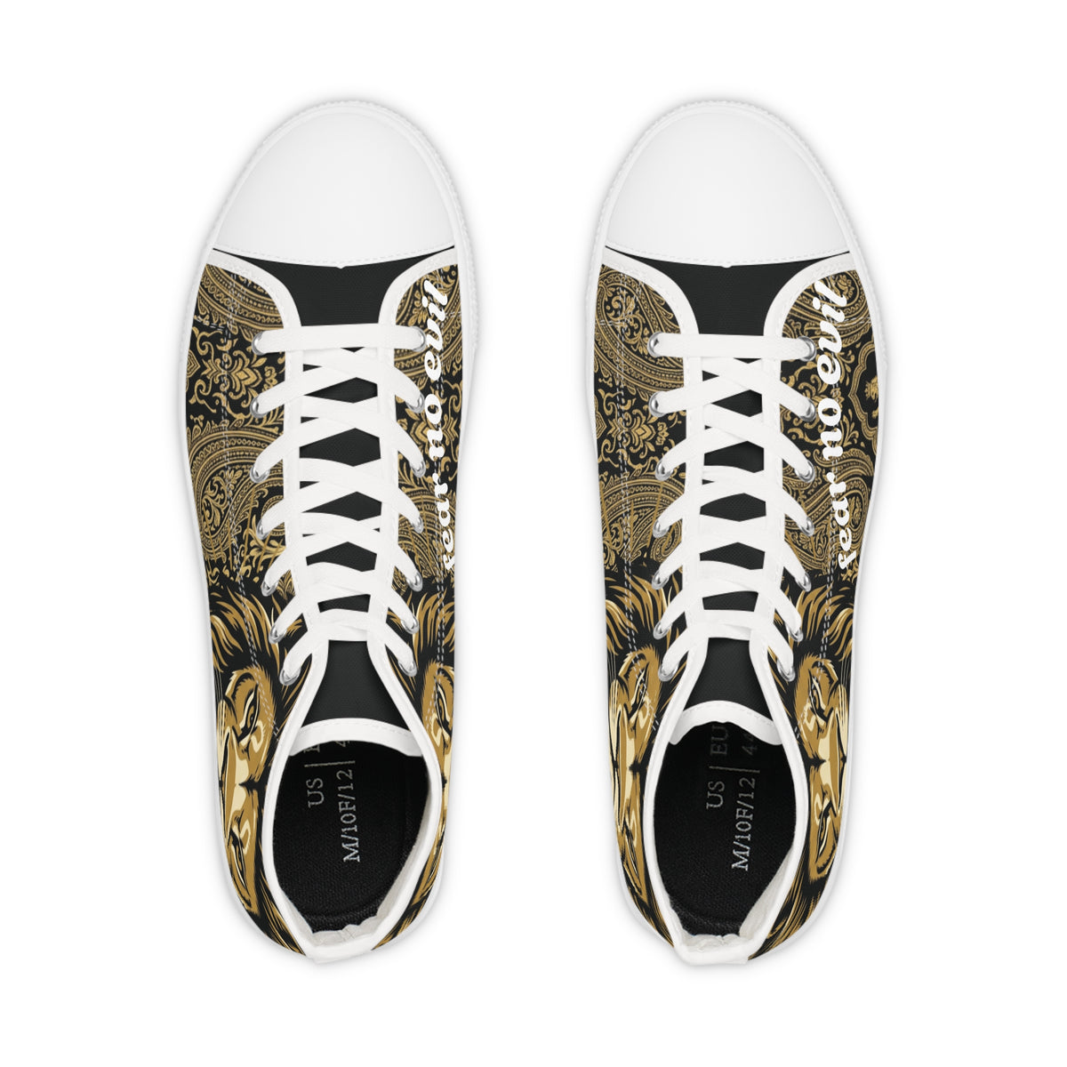 Lion Graphic High-Top Sneakers — "Fear No Evil" Statement Shoes