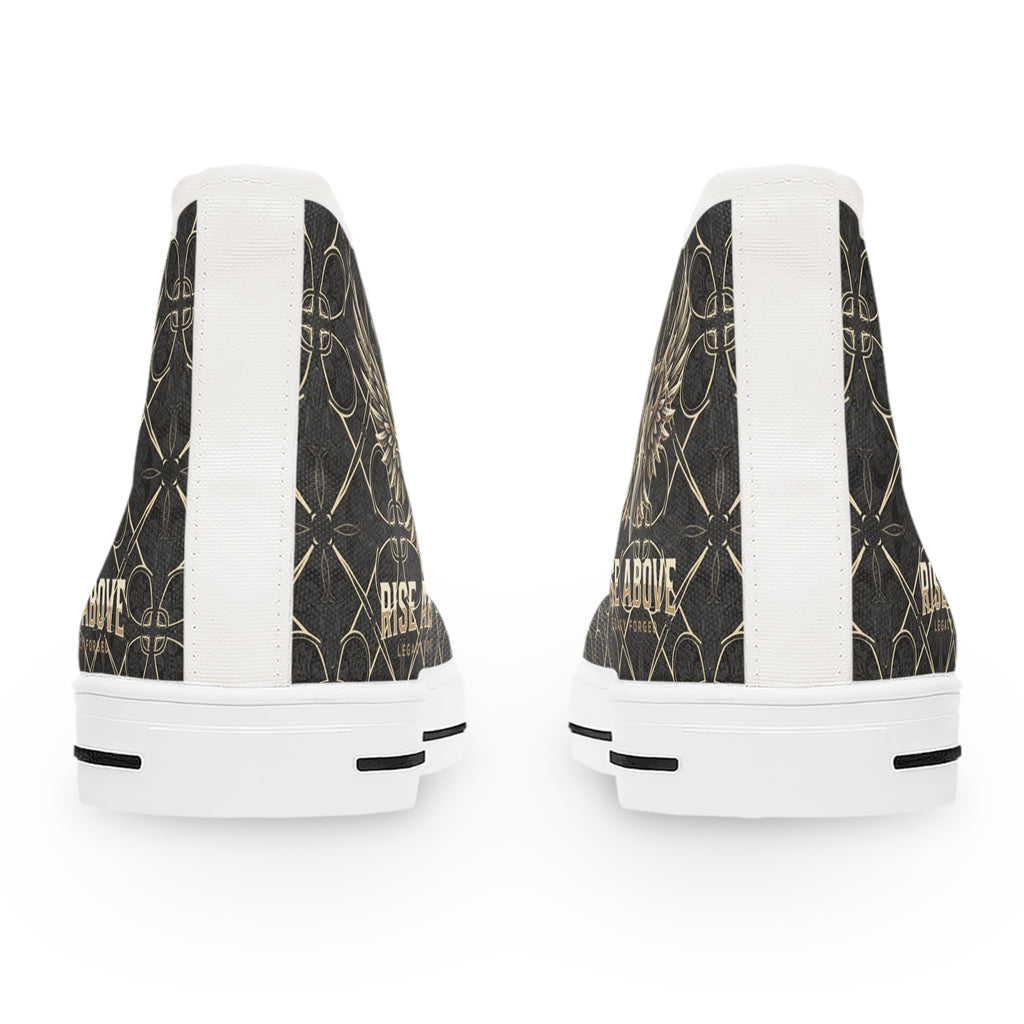 Women's High Top Sneakers — Vintage Winged Skull Pattern LegacyForged™