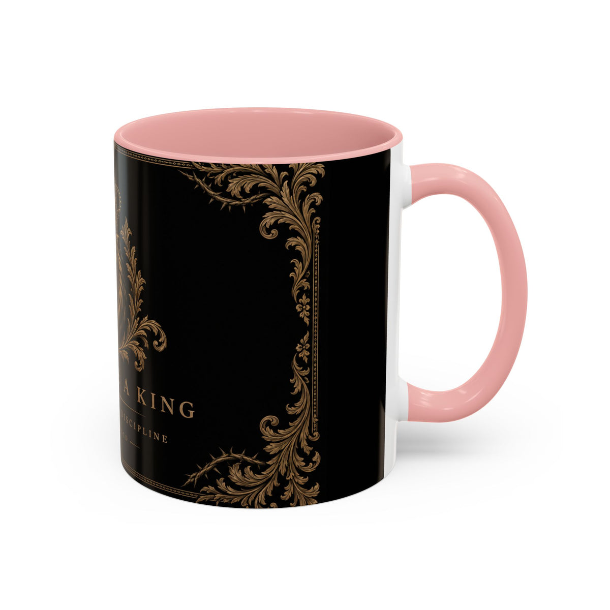 Train Like a King Coffee Mug — Lion Crown Motivational Black Tea Mug (11/15oz)