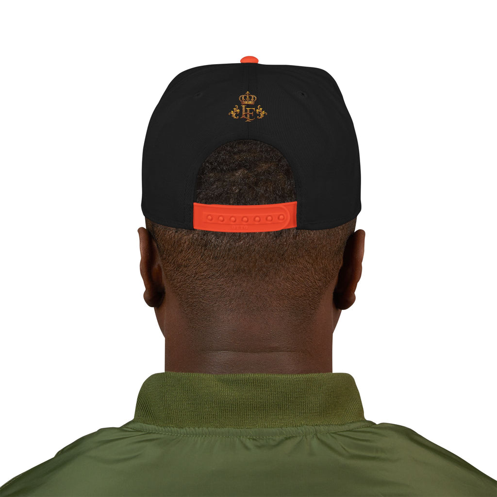 Gold Embroidered Crest Snapback Hat – Vintage Shield Logo Cap