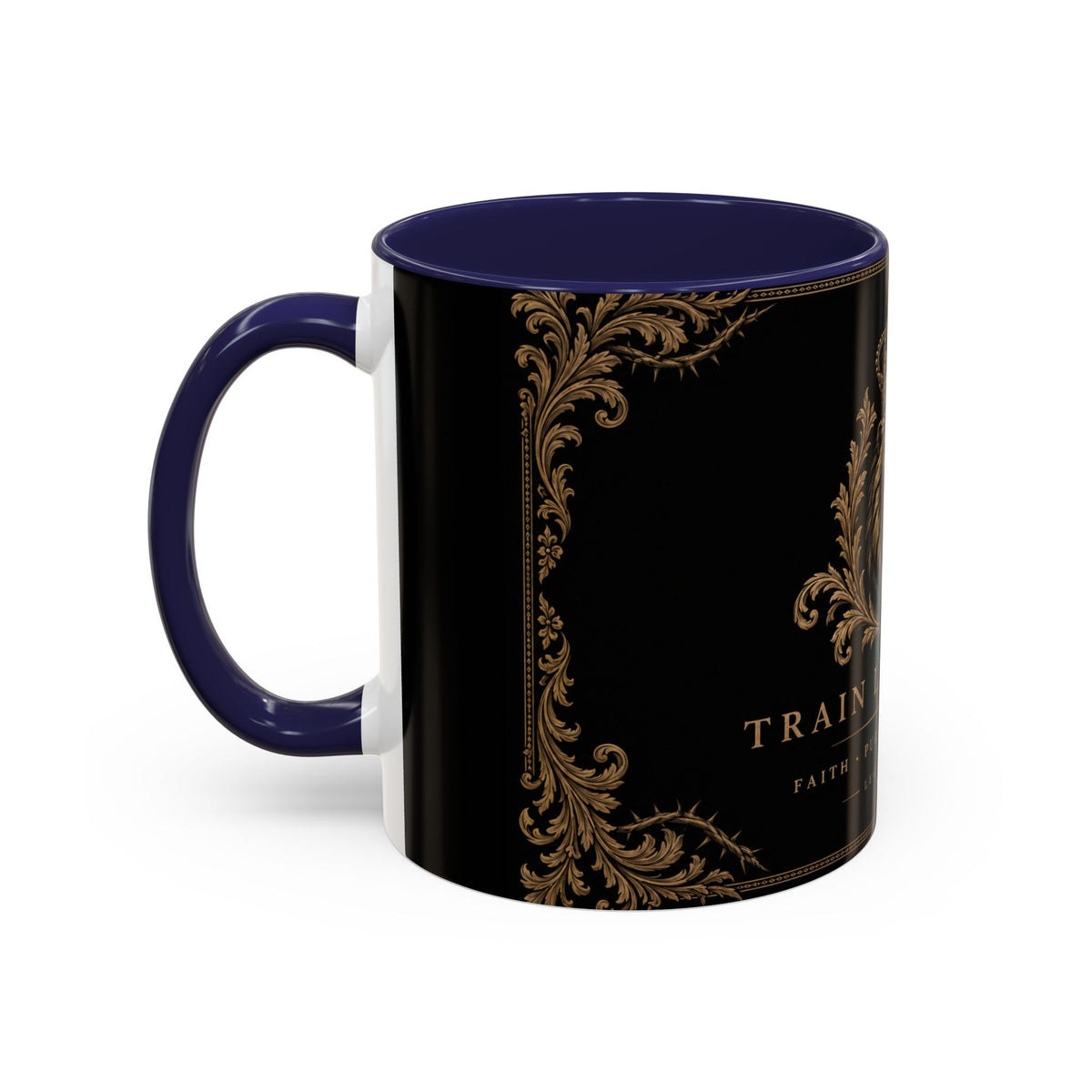 Train Like a King Coffee Mug — Lion Crown Motivational Black Tea Mug (11/15oz)