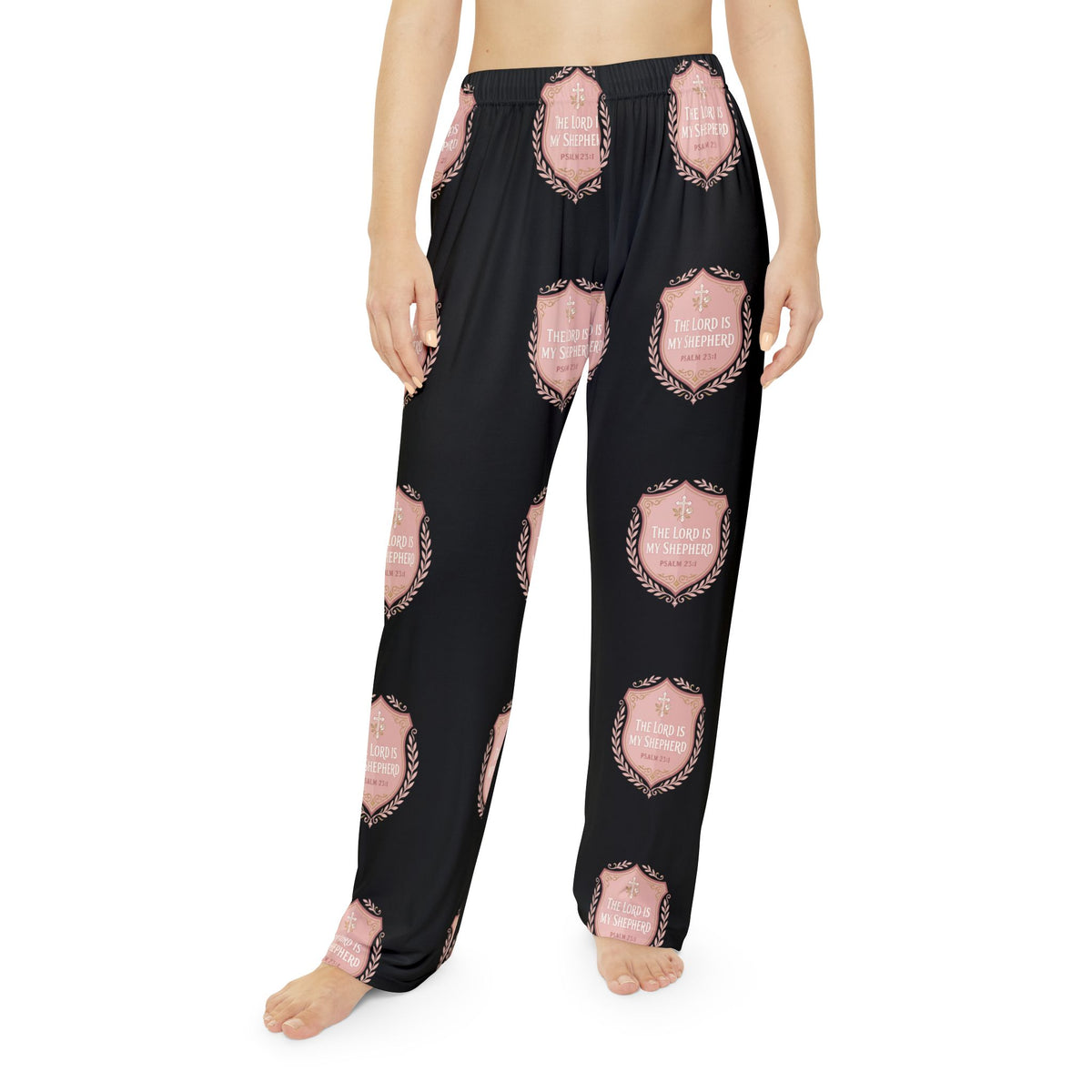 Women's Pajama Pants - Pink Crest Pattern Loungewear