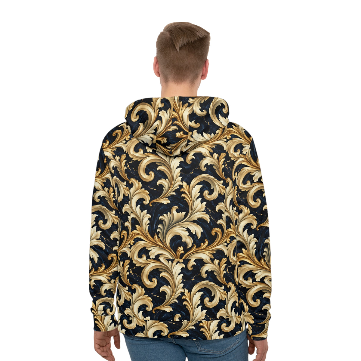 Lion Portrait Baroque Gold Scroll Hoodie
