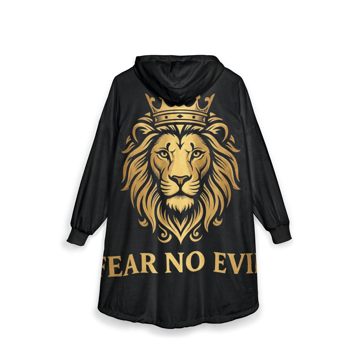Hooded Blanket — Golden Crown Lion "Fear No Evil" Cozy Throw