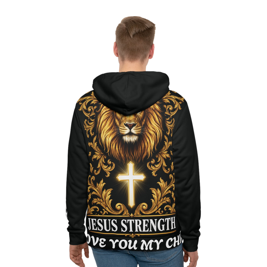 Christian Lion Hoodie — "Jesus Strength"