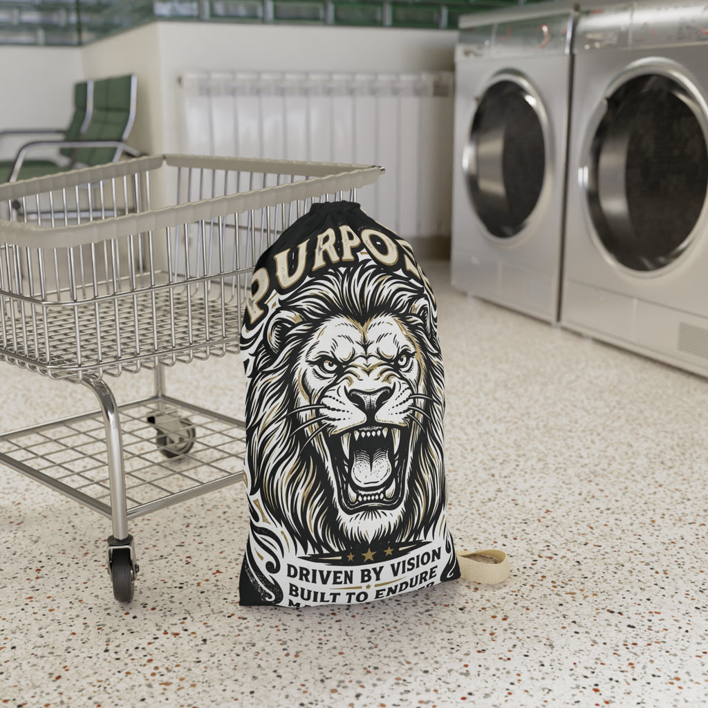 Purpose Lion Laundry Bag — Motivational Drawstring Clothes Bag