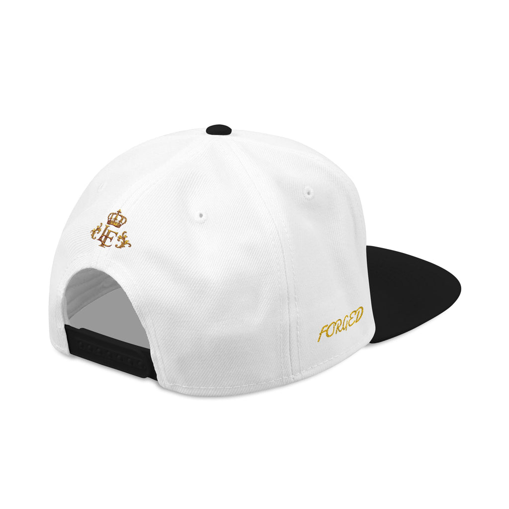 Gold Embroidered Crest Snapback Hat – Vintage Shield Logo Cap