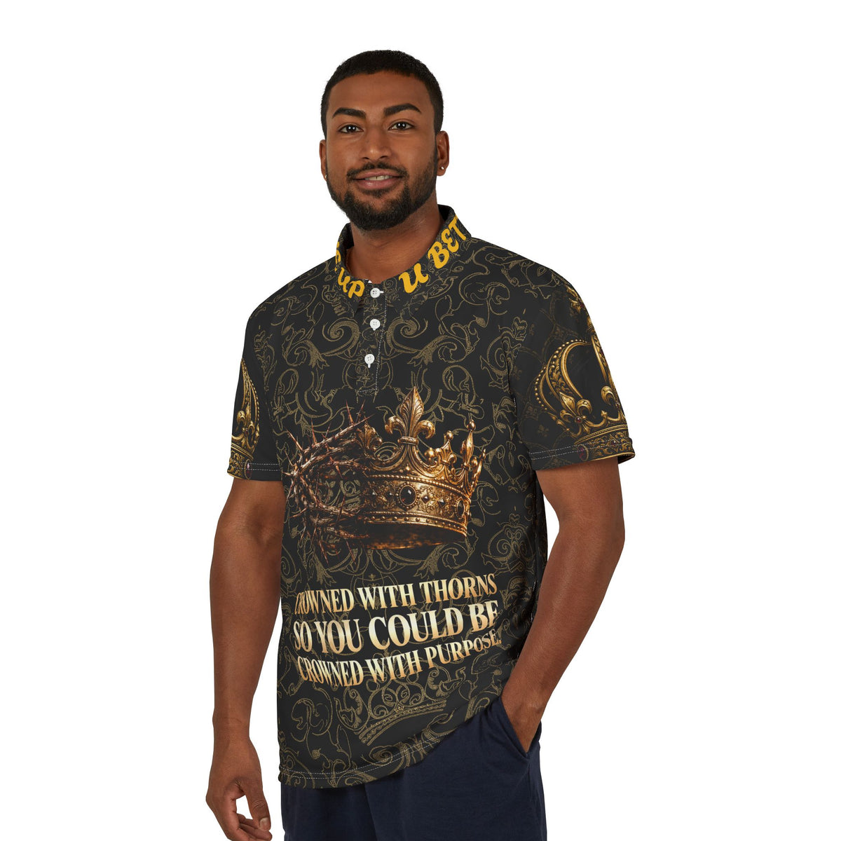 Polo Shirt — 'Crowned with Thorns, Crowned with Purpose' Graphic Polo