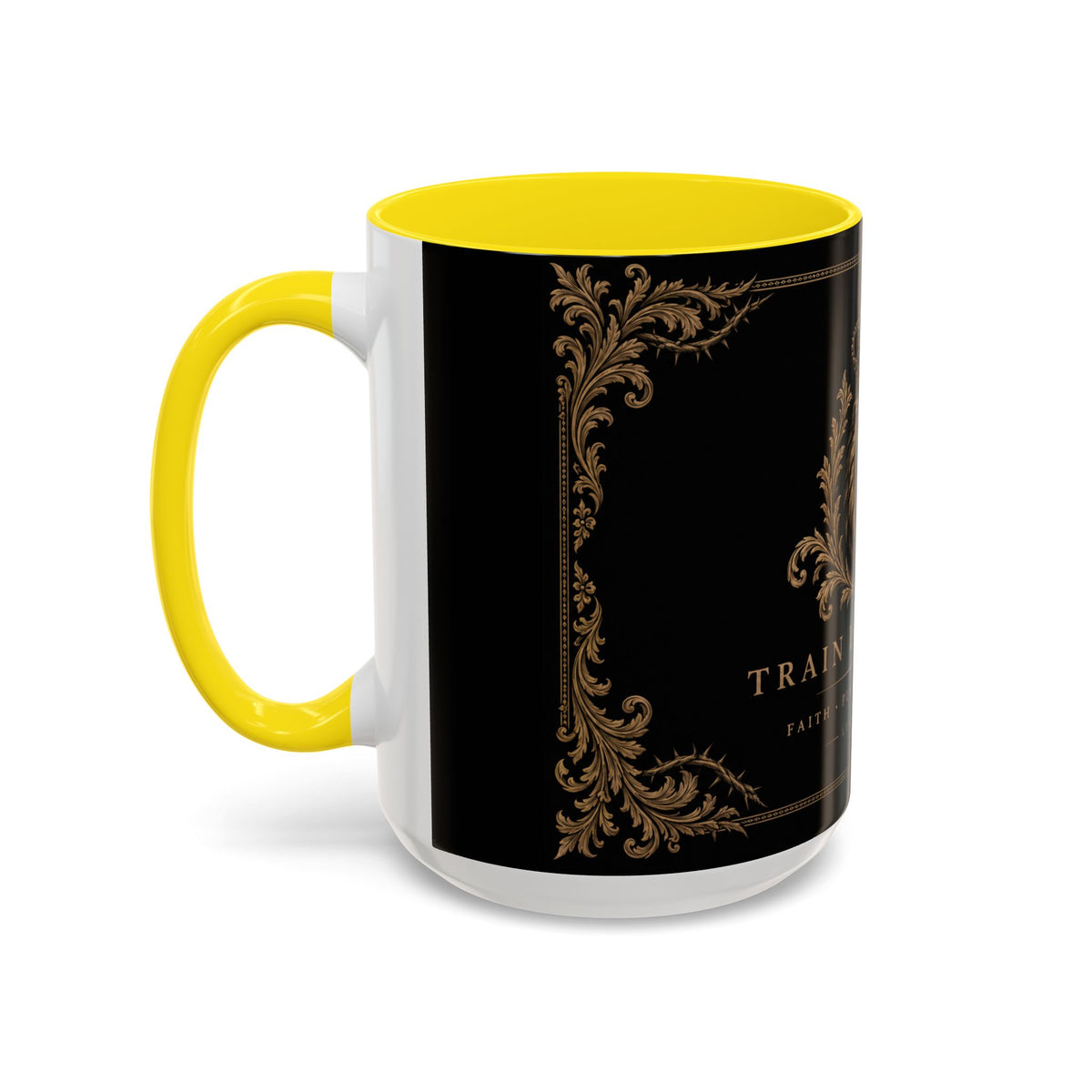 Train Like a King Coffee Mug — Lion Crown Motivational Black Tea Mug (11/15oz)