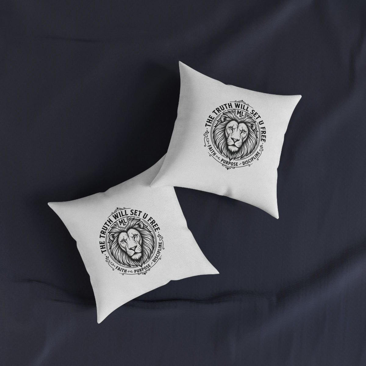 Lion Crest Square Pillow — “The Truth Will Set U Free” Decorative Throw Pillow