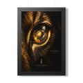 Golden Lion Eye Framed Poster — Cosmic Galaxy Artwork LegacyForged™