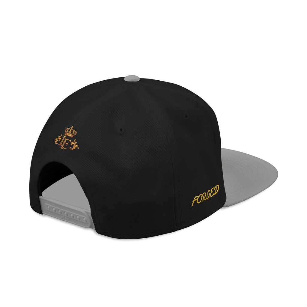 Gold Embroidered Crest Snapback Hat – Vintage Shield Logo Cap