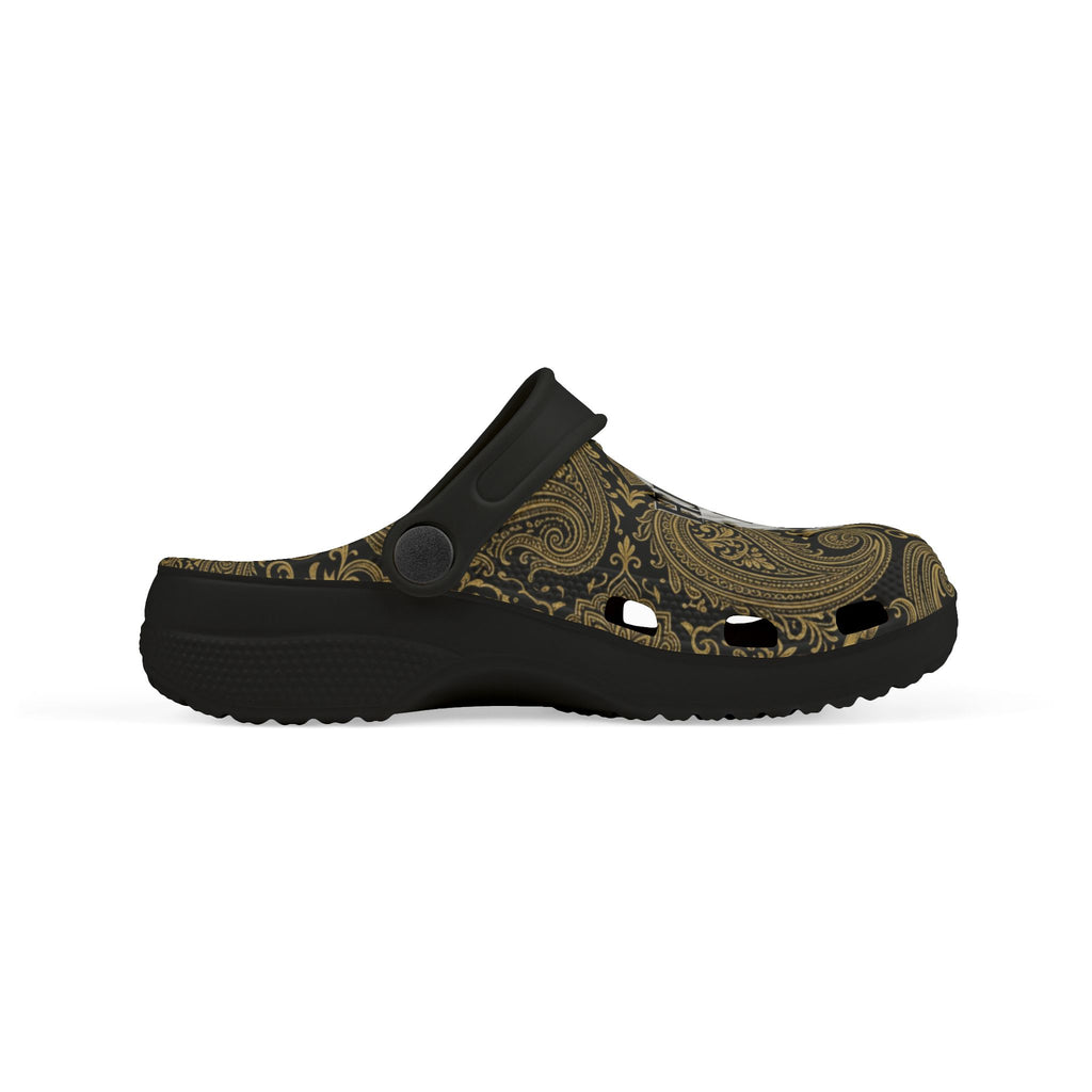 Kids Clogs - "The Lord Is My Strength" Brown Paisley Christian Foam Clogs