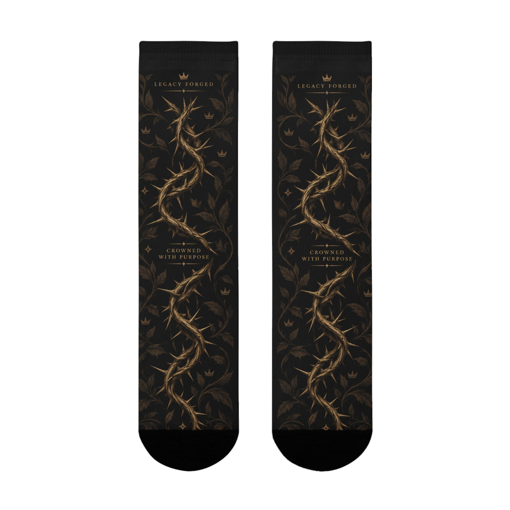 Thorn Vine Crew Socks — Gothic Botanical Sublimation Socks LegacyForged™