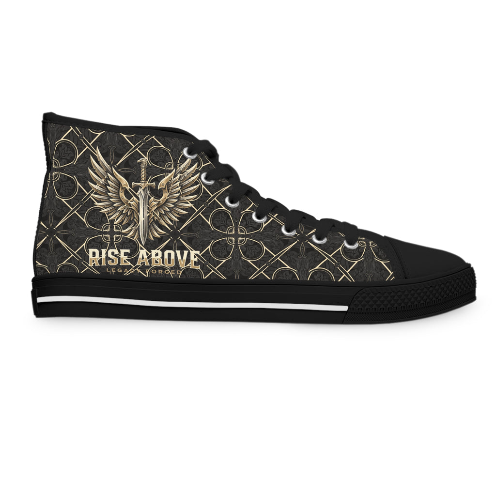 Women's High Top Sneakers — Vintage Winged Skull Pattern LegacyForged™