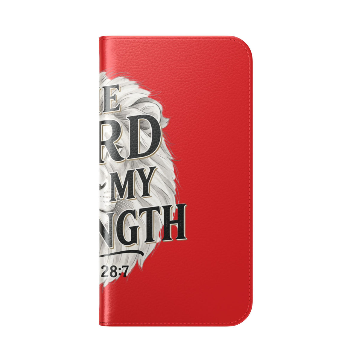 Christian Lion Phone Flip Case — "The Lord Is My Strength" (Psalm 28:7)