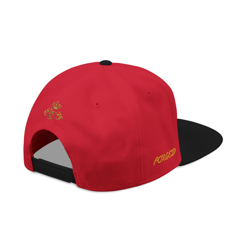 Gold Embroidered Crest Snapback Hat – Vintage Shield Logo Cap