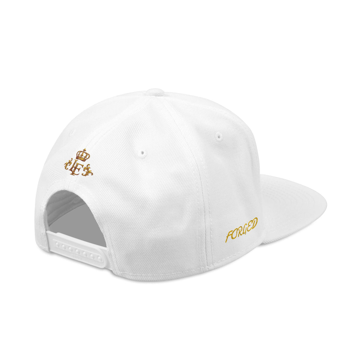 Gold Embroidered Crest Snapback Hat – Vintage Shield Logo Cap