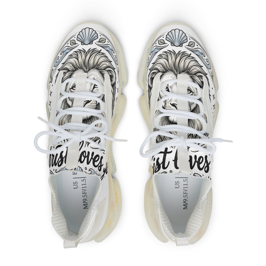 Men's Mesh Sneakers — Nautical Lion Graphic Athletic Shoes