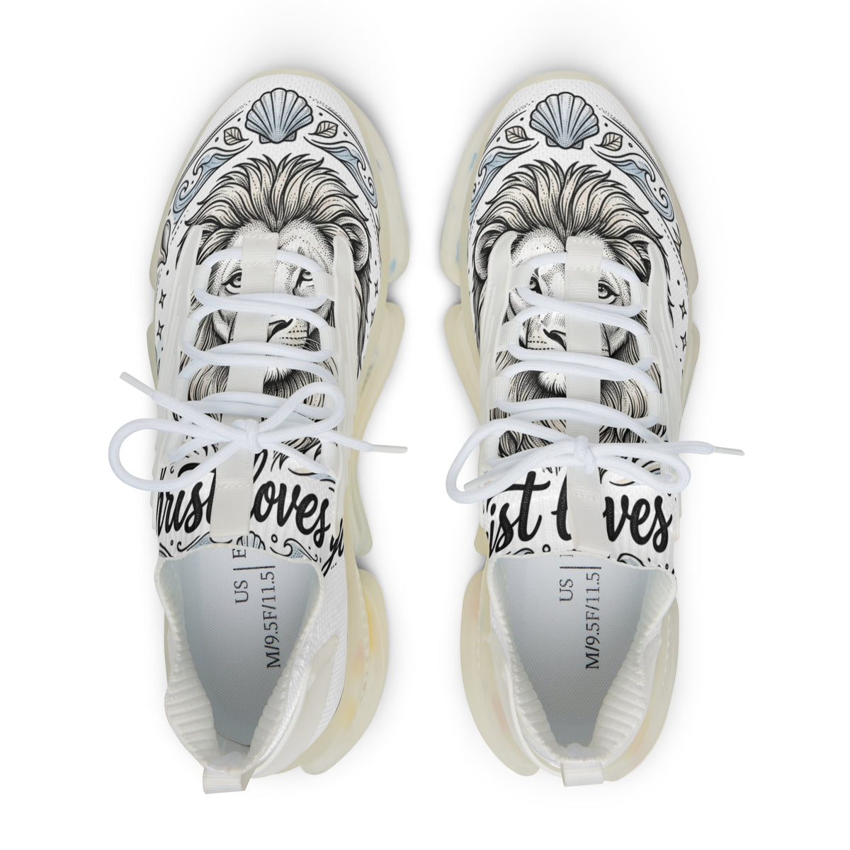 Men's Mesh Sneakers — Nautical Lion Graphic Athletic Shoes