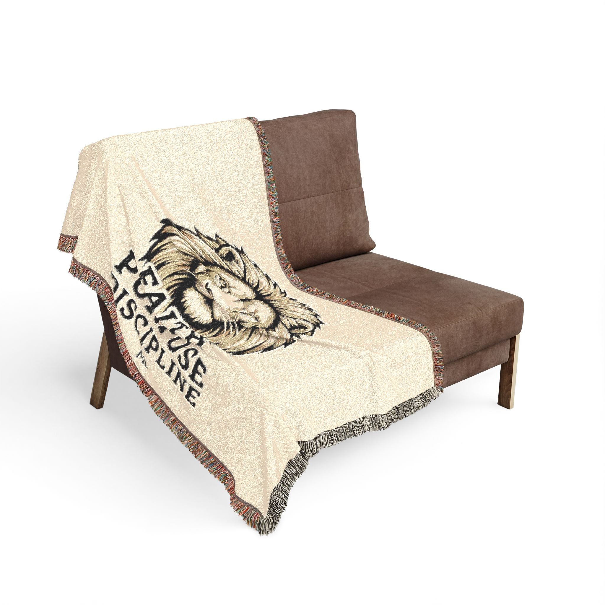 Faith Purpose Discipline Lion Woven Blanket — Inspirational Throw for Home & Church