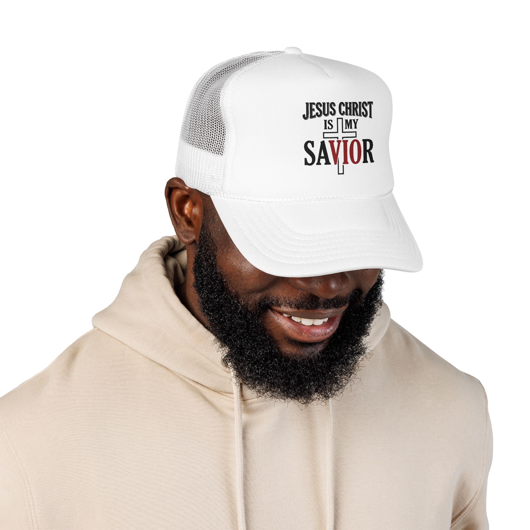 Legacy Forged Trucker Hat — "Jesus Christ Is My Savior" Embroidered Faith Cap