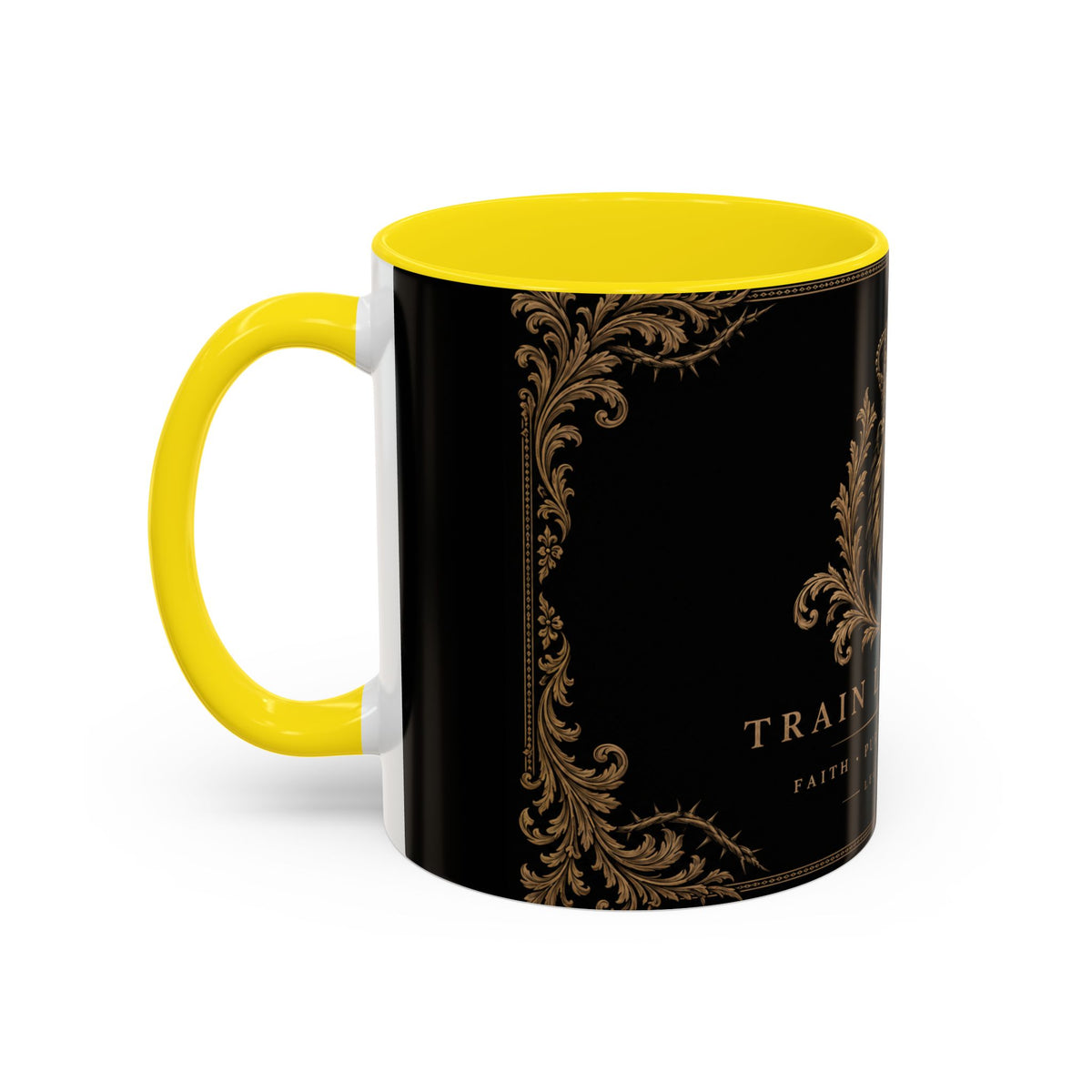 Train Like a King Coffee Mug — Lion Crown Motivational Black Tea Mug (11/15oz)