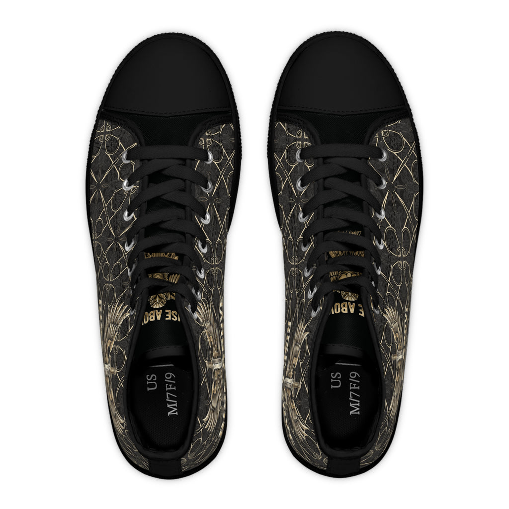 Women's High Top Sneakers — Vintage Winged Skull Pattern LegacyForged™