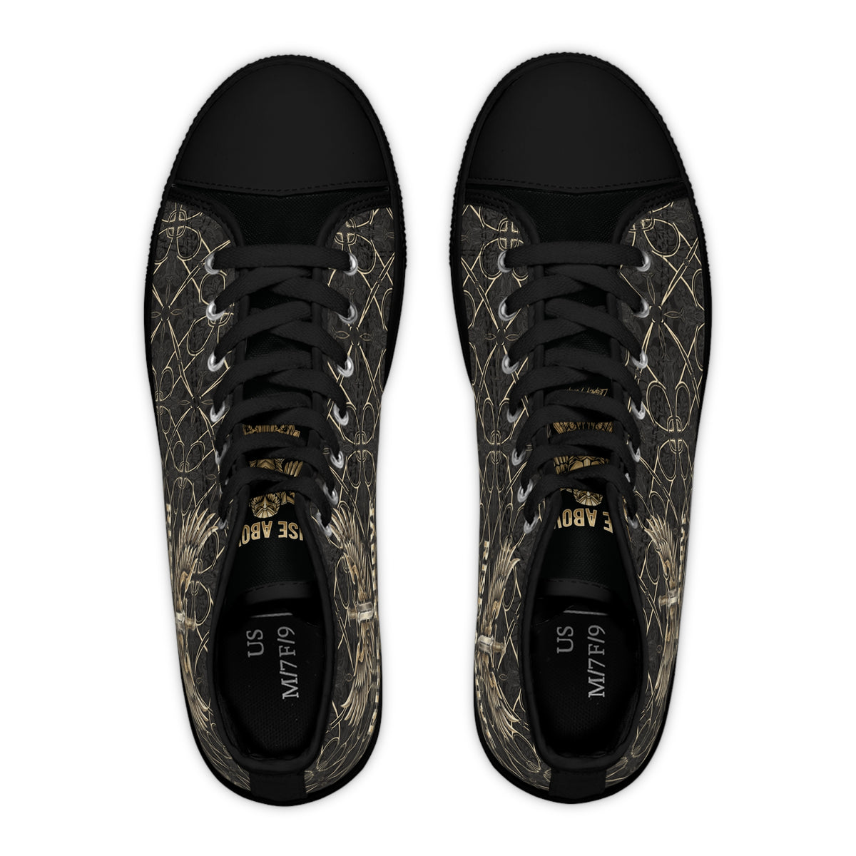 Women's High Top Sneakers — Vintage Winged Skull Pattern LegacyForged™