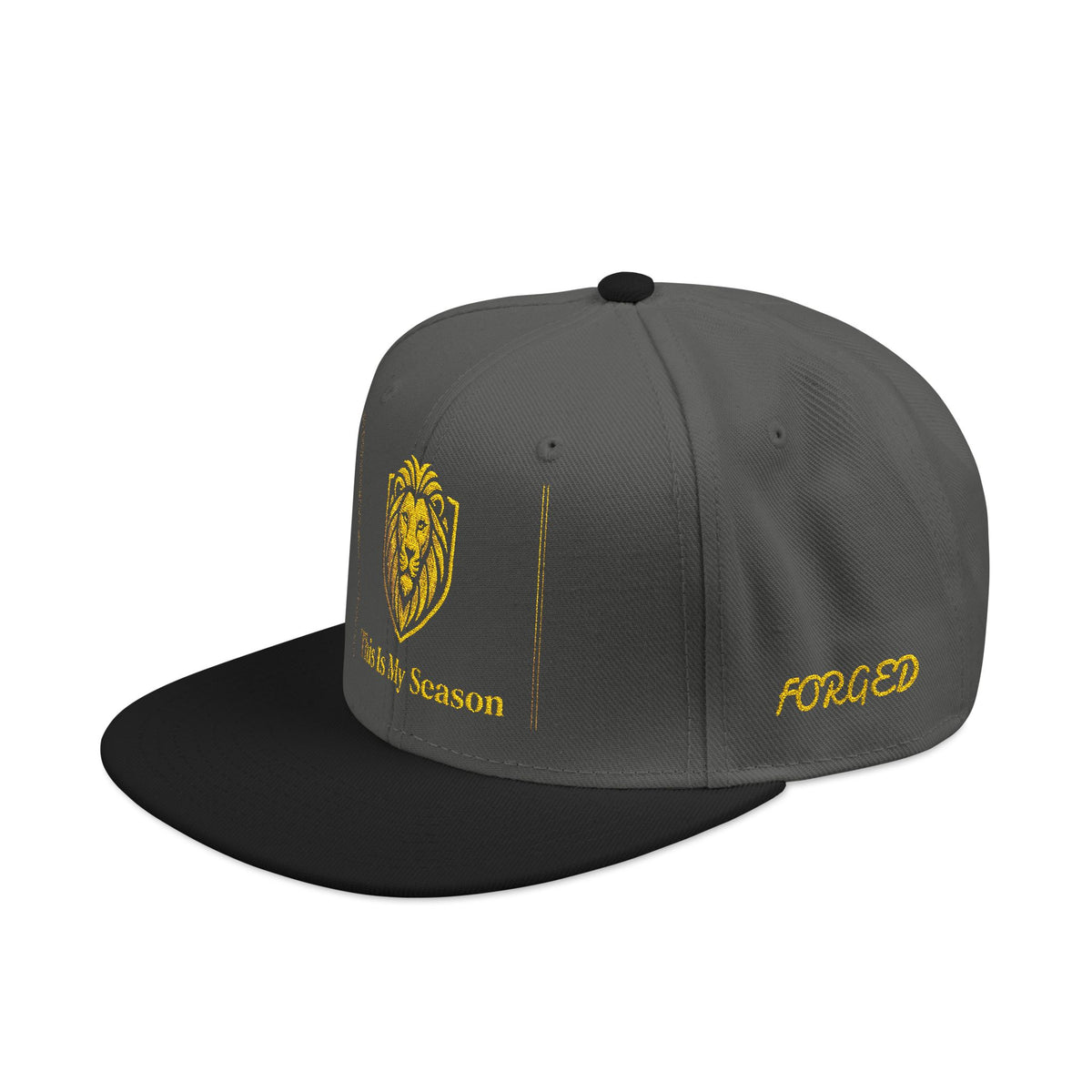 Gold Embroidered Crest Snapback Hat – Vintage Shield Logo Cap
