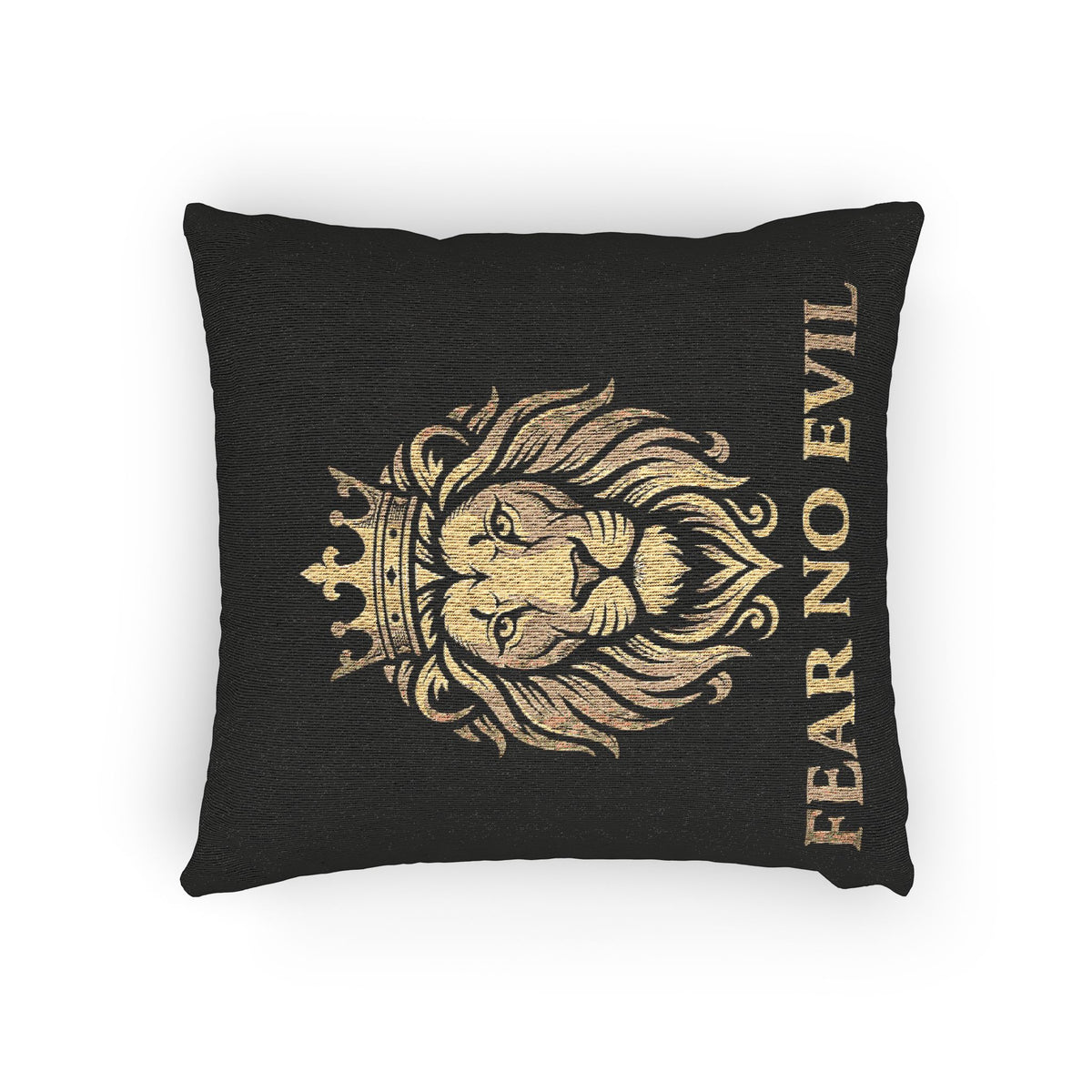 Woven Pillow — Regal Lion "Fear No Evil" Decorative Pillow