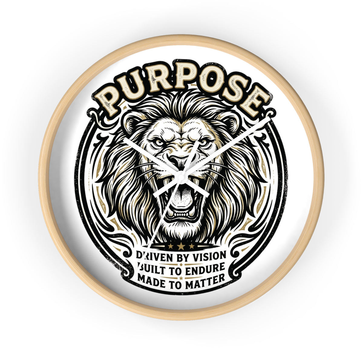 Purpose Lion Wall Clock — Motivational Lion Design, "Purpose: Driven by Vision" Decorative Wall Clock LegacyForged™