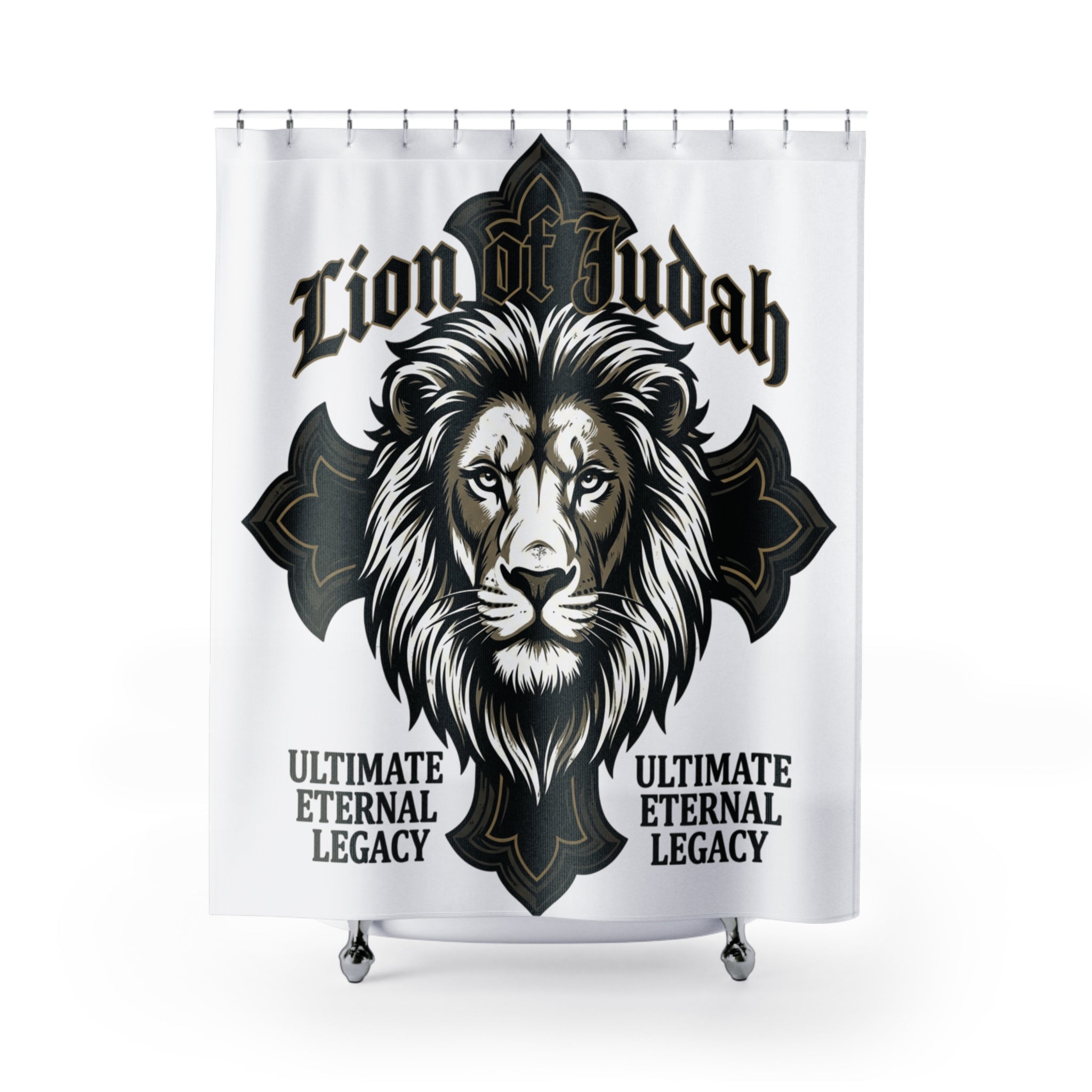 Lion of Judah Shower Curtain — Bold Faith-Inspired Bathroom Décor