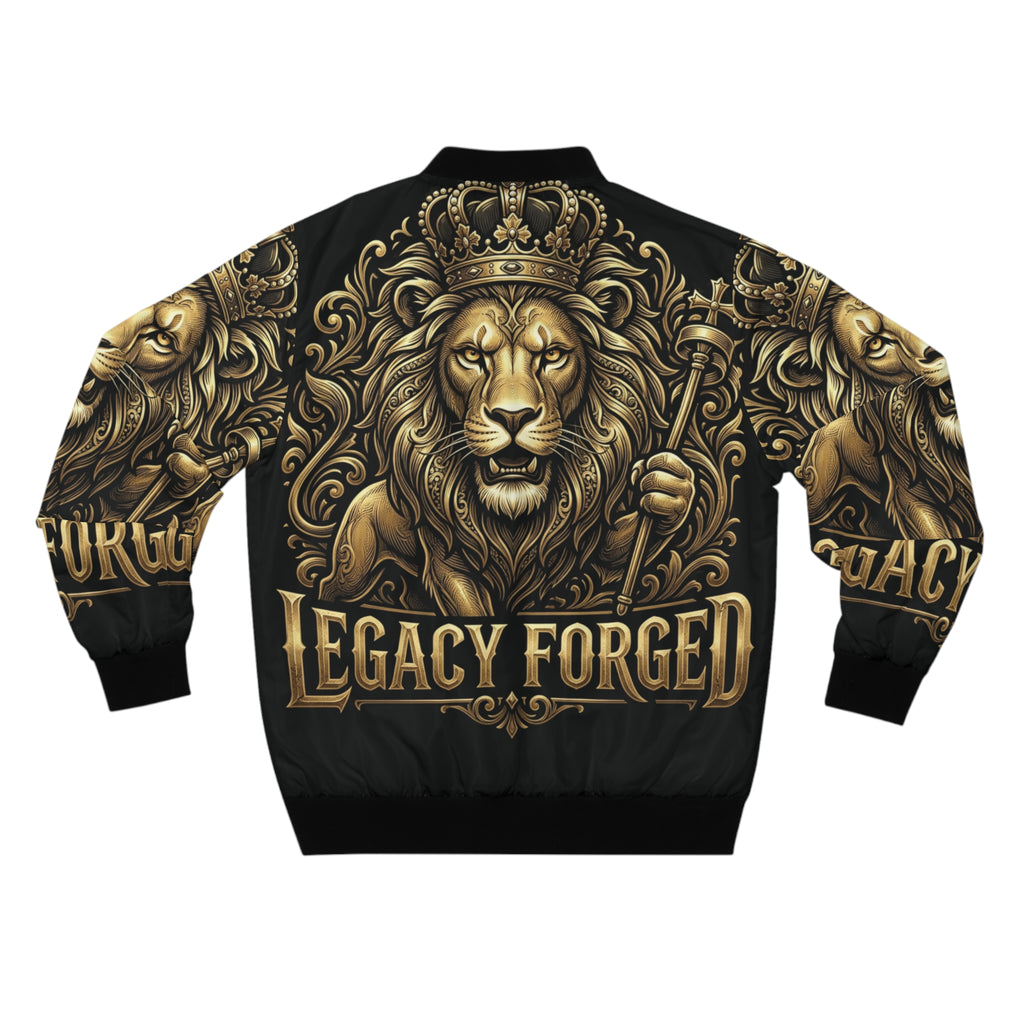Legacy Forged Lion Bomber Jacket — Regal Gold Crest Streetwear LegacyForged™
