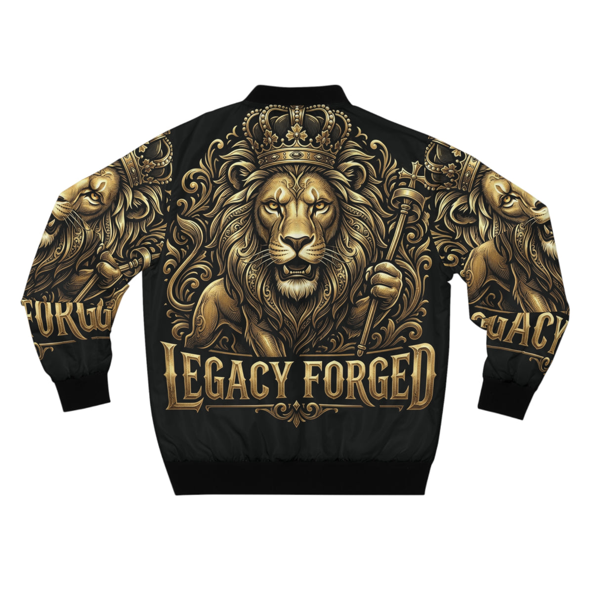 Legacy Forged Lion Bomber Jacket — Regal Gold Crest Streetwear LegacyForged™