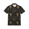 Gold Handprint Pattern Polo Shirt — Inspirational "He Raises Me Up"