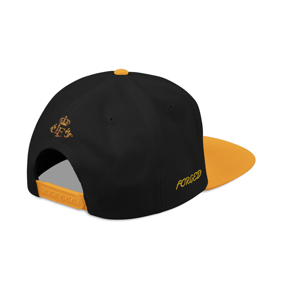 Gold Embroidered Crest Snapback Hat – Vintage Shield Logo Cap