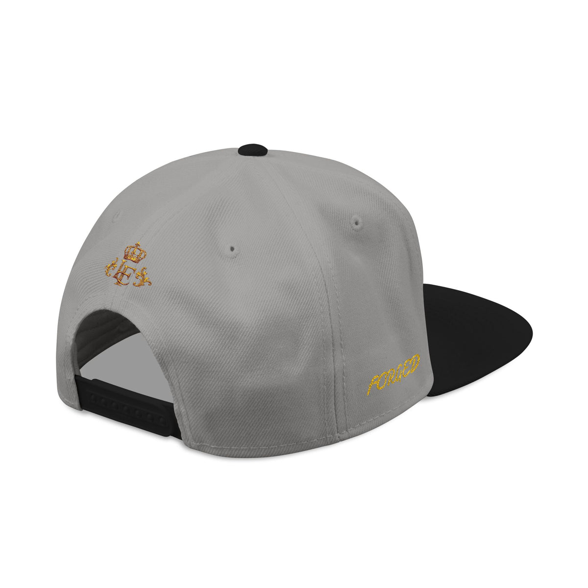Gold Embroidered Crest Snapback Hat – Vintage Shield Logo Cap